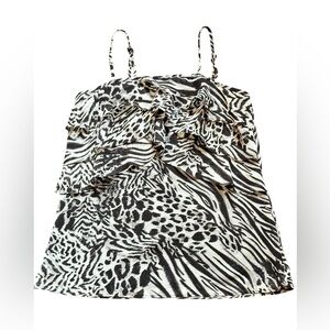 New Guess women's sleeveless top with adjustable straps zebra print size XS